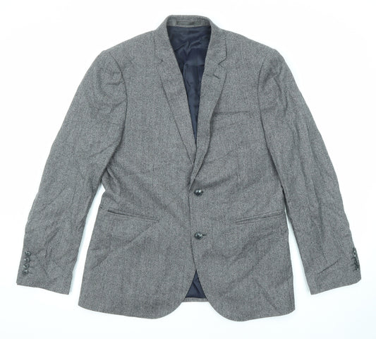 John Lewis Mens Grey Wool Jacket Suit Jacket Size 38 Regular
