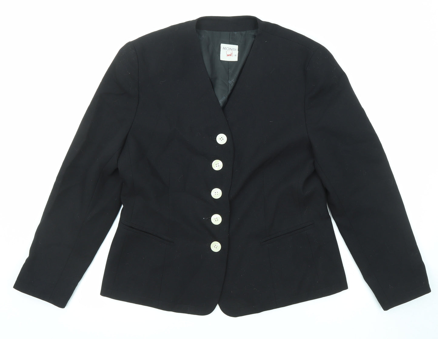 Mondi Womens Black Jacket Blazer Size 10 Button