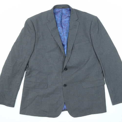 Dobell Mens Grey Polyester Jacket Suit Jacket Size 46 Regular