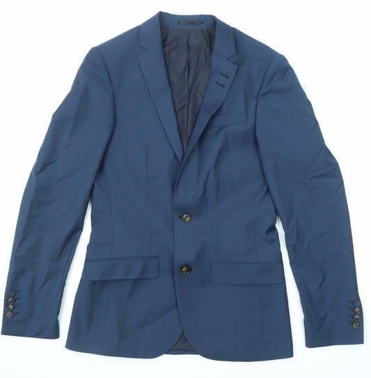 River Island Mens Blue Polyester Jacket Suit Jacket Size 36 Regular