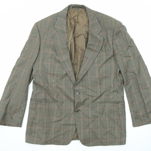 St Michael Mens Multicoloured Plaid Wool Jacket Blazer Size 42 Regular