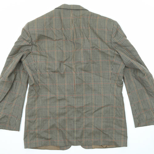 St Michael Mens Multicoloured Plaid Wool Jacket Blazer Size 42 Regular