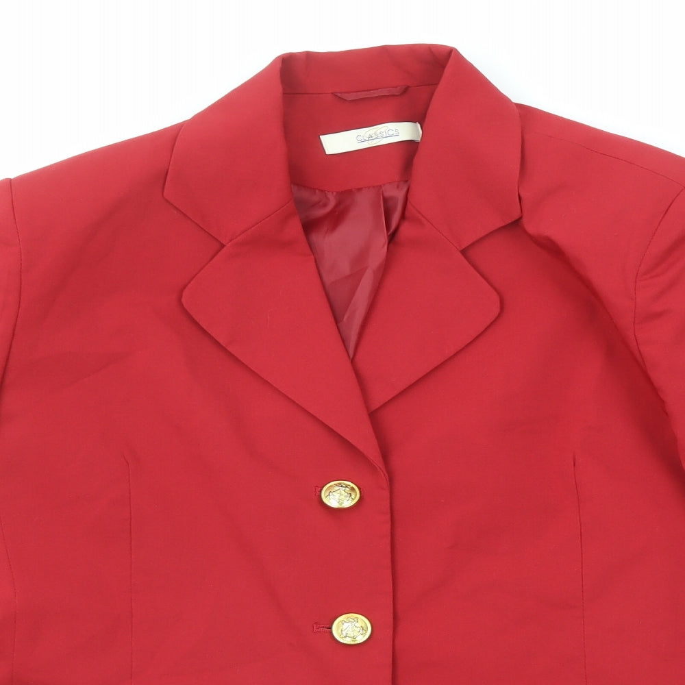 Classic Womens Red Polyester Jacket Suit Jacket Size 14