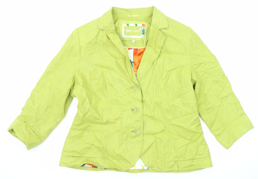Per Una Womens Green Jacket Blazer Size 18 Button