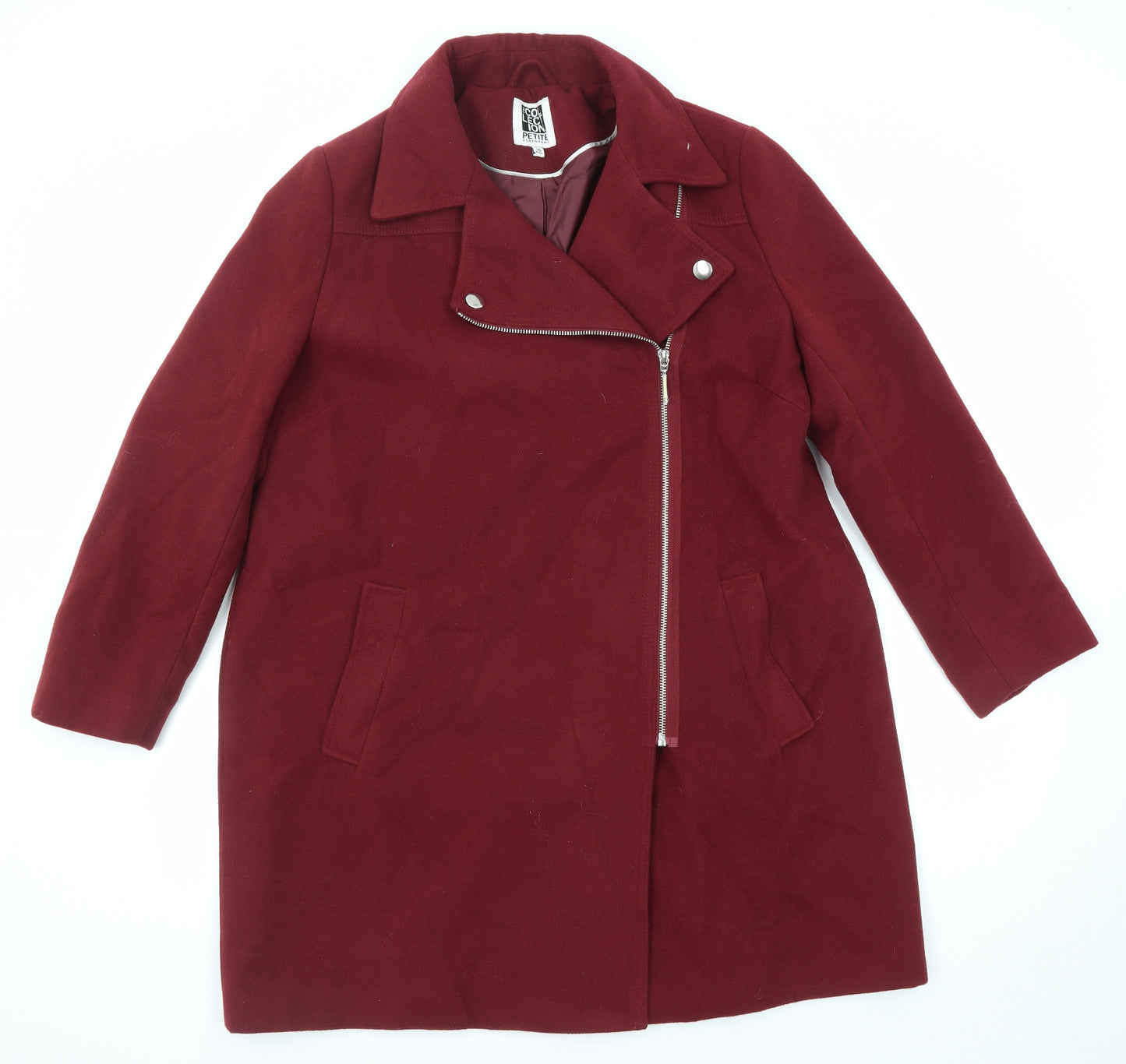 Debenhams Womens Red Overcoat Coat Size 16 Zip