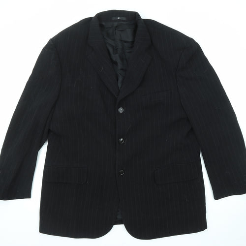 Ciro Citterio Mens Black Striped Wool Jacket Suit Jacket Size 46 Regular