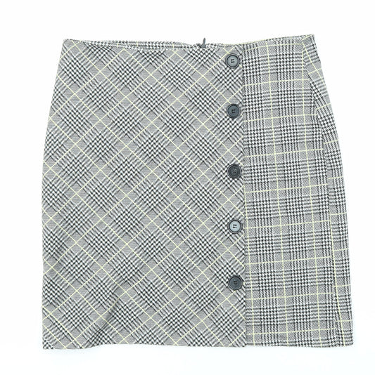 M&Co Womens Multicoloured Plaid Polyester A-Line Skirt Size 14 Zip
