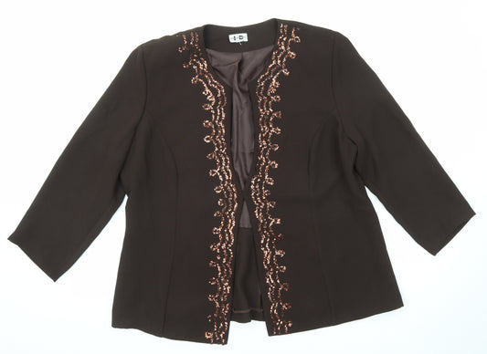 ID Collection Womens Brown Jacket Blazer Size 16
