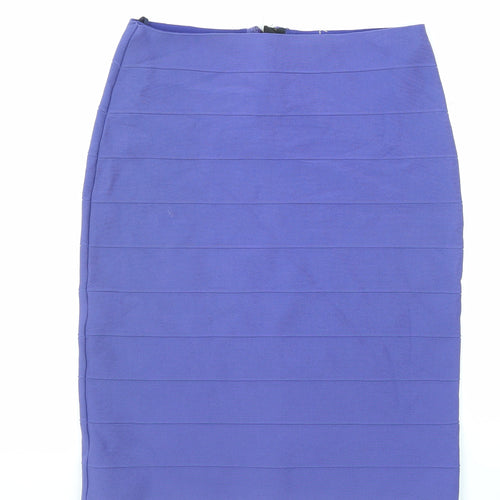 Reiss Womens Purple Viscose Bandage Skirt Size M Zip