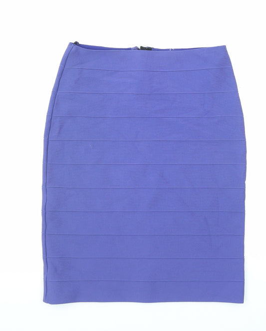 Reiss Womens Purple Viscose Bandage Skirt Size M Zip