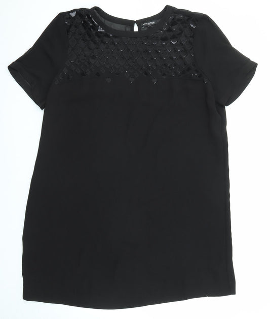 Debenhams Womens Black Polyester A-Line Size 20 Round Neck Button