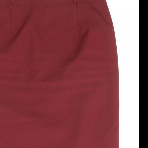 Classic Womens Red Polyester Straight & Pencil Skirt Size 12 Zip