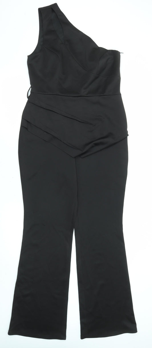 NEXT Womens Black Polyester Jumpsuit One-Piece Size 12 Zip