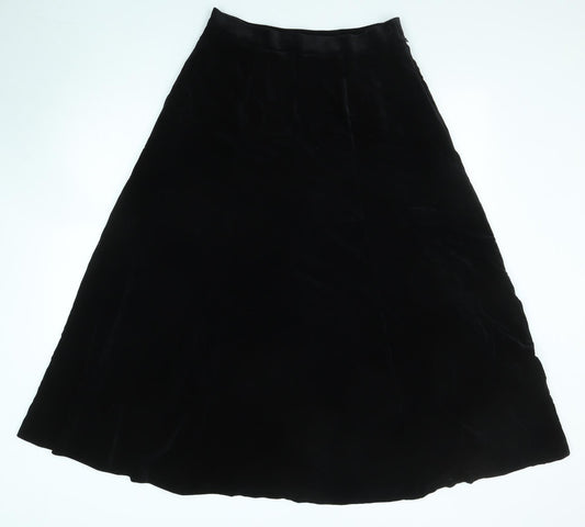 Country Casuals Womens Black Cotton Swing Skirt Size 14 Zip