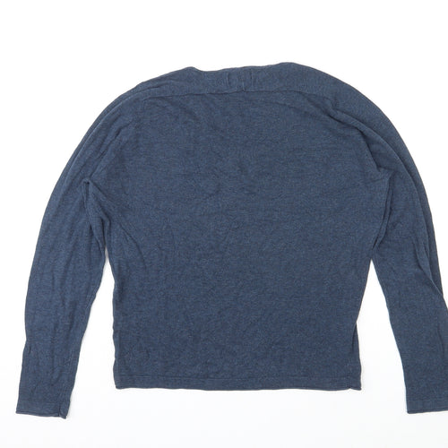 Zara Mens Blue Round Neck Cotton Pullover Jumper Size S Long Sleeve
