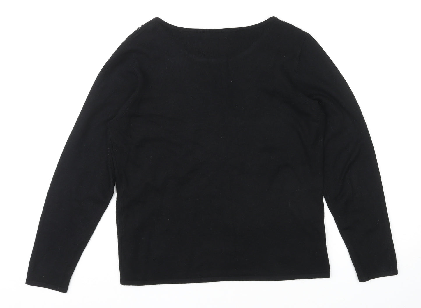 BM Womens Black Round Neck Viscose Pullover Jumper Size S