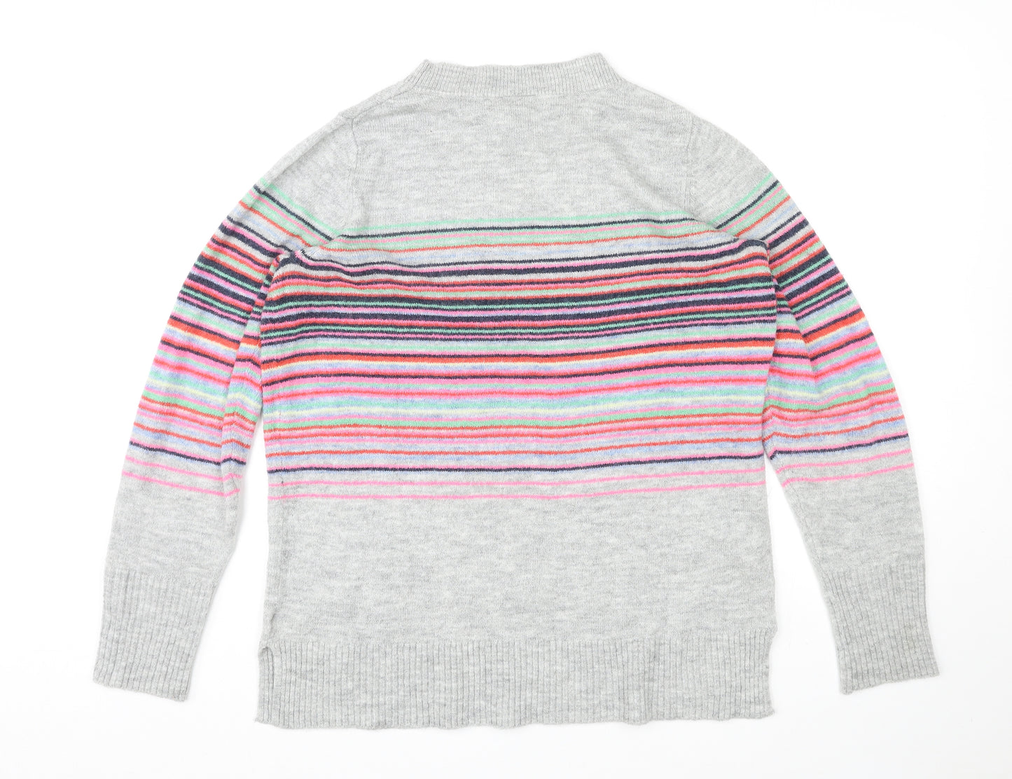 Gap Womens Multicoloured Round Neck Striped Acrylic Pullover Jumper Size M