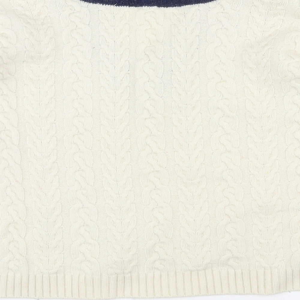 H&M Womens Beige V-Neck Wool Pullover Jumper Size S