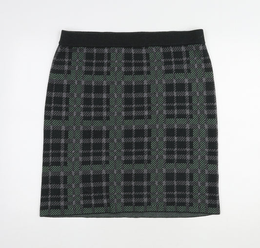Woolovers Womens Multicoloured Plaid Cotton A-Line Skirt Size L
