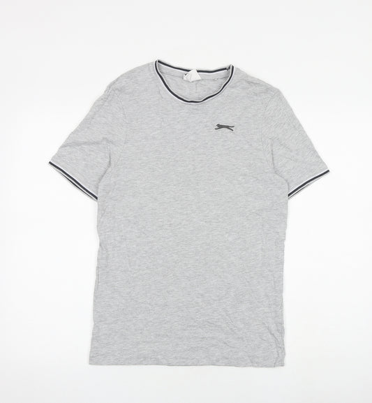 Slazenger Mens Grey Cotton T-Shirt Size XS Round Neck