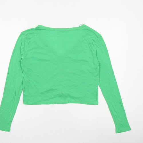 Zara Womens Green V-Neck Viscose Cardigan Jumper Size M