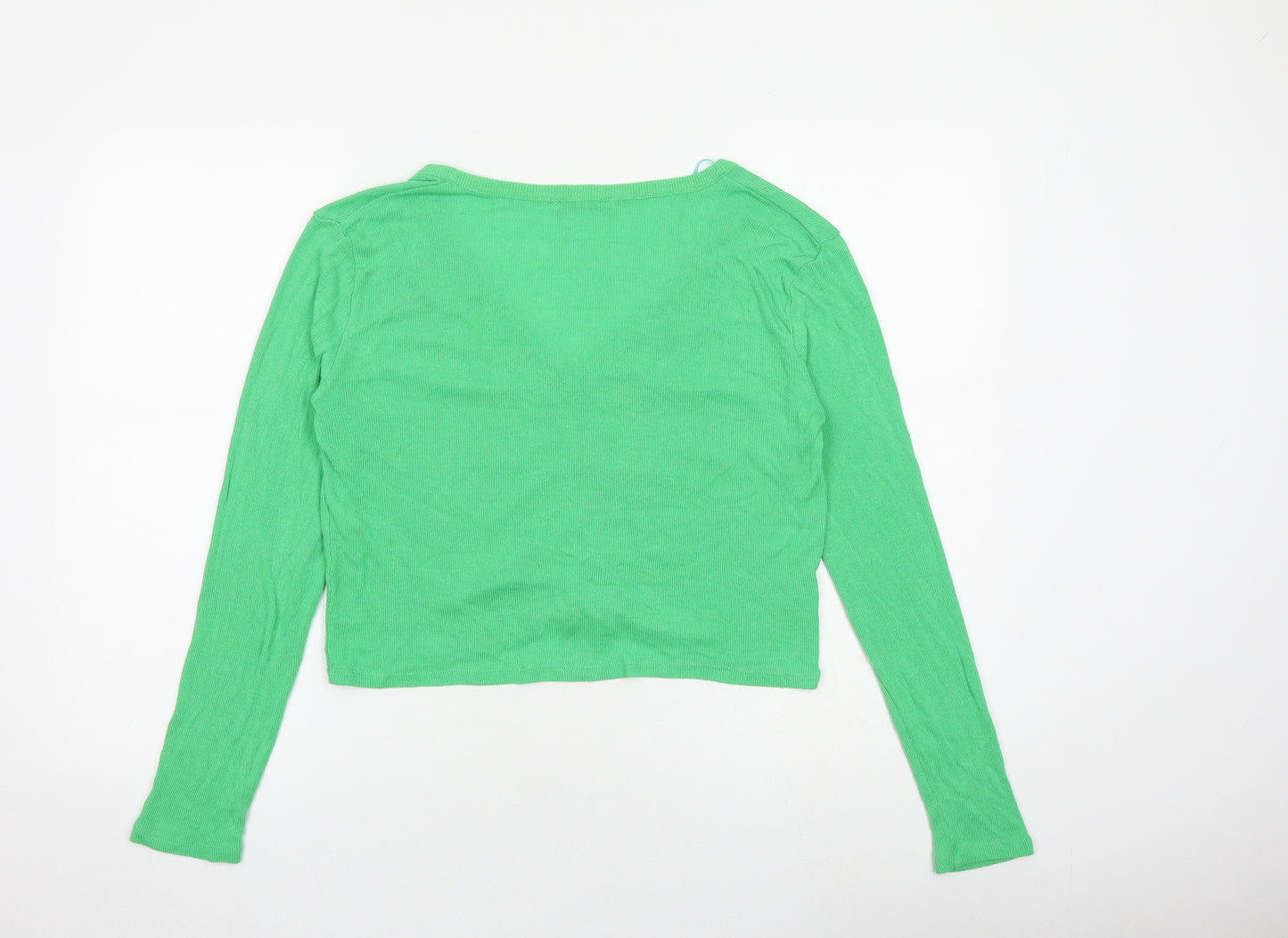 Zara Womens Green V-Neck Viscose Cardigan Jumper Size M