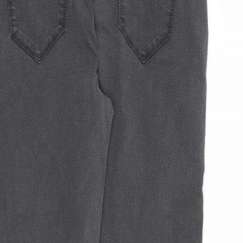 Bonmarché Womens Grey Cotton Straight Jeans Size 16 L27 in Regular Zip
