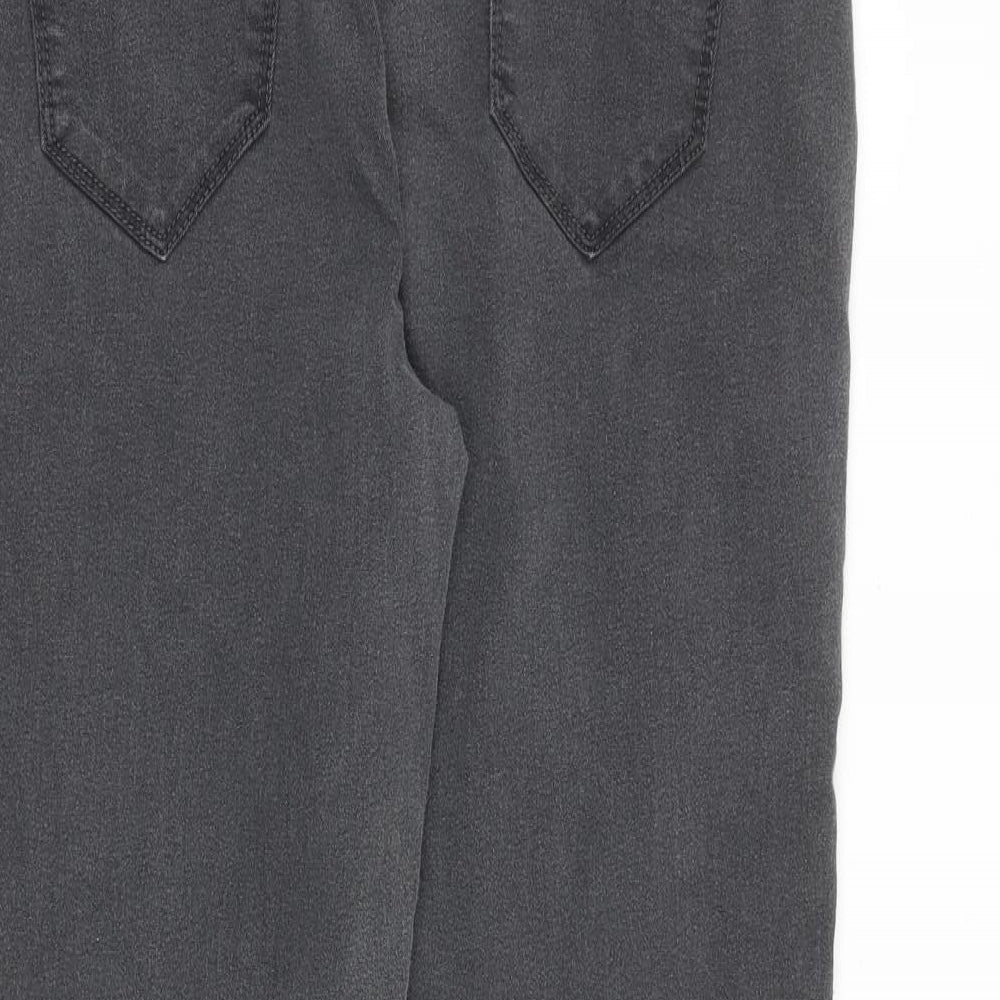 Bonmarché Womens Grey Cotton Straight Jeans Size 16 L27 in Regular Zip