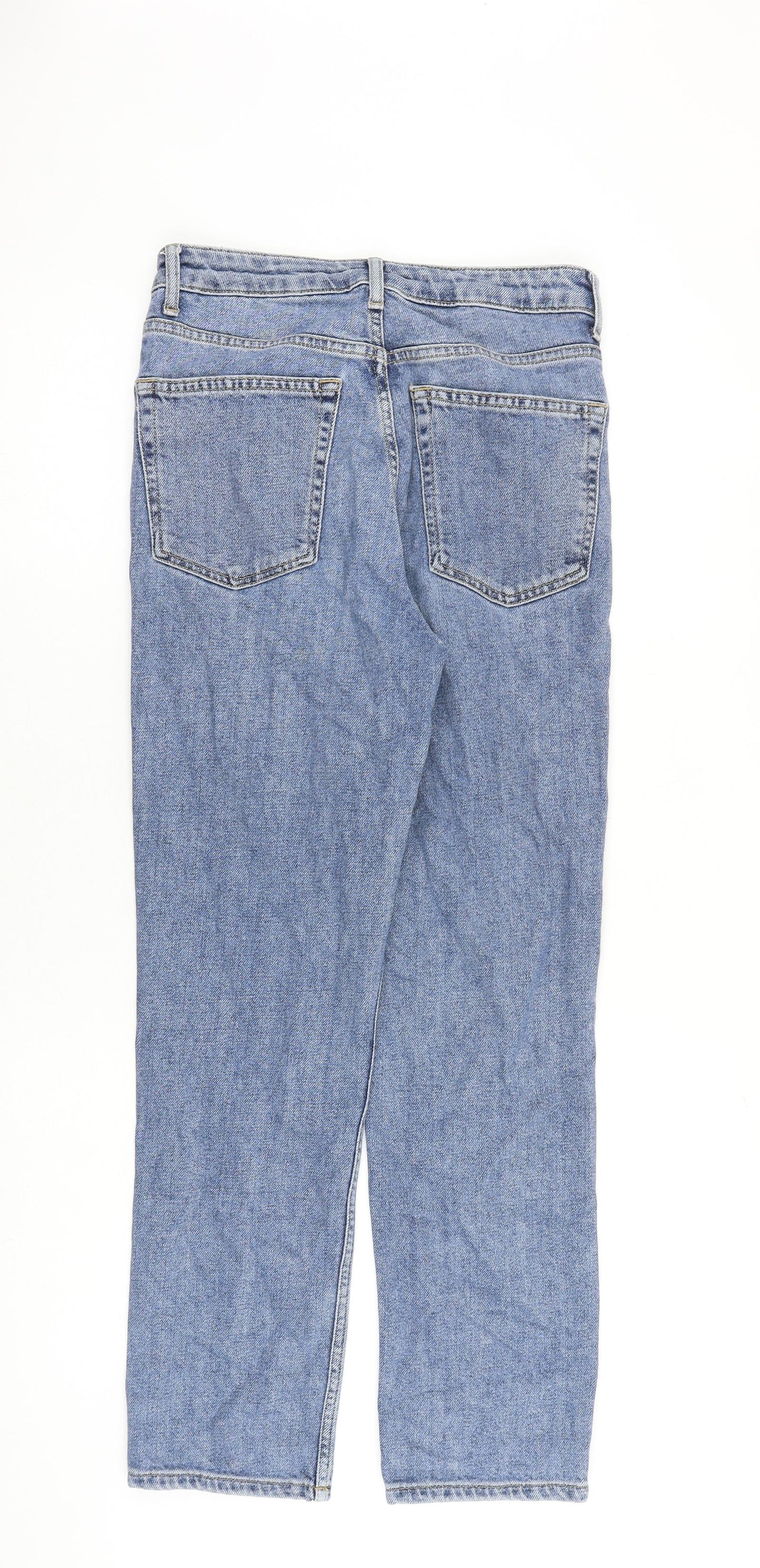 Topshop Womens Blue Cotton Straight Jeans Size 28 in L32 in Regular Zip