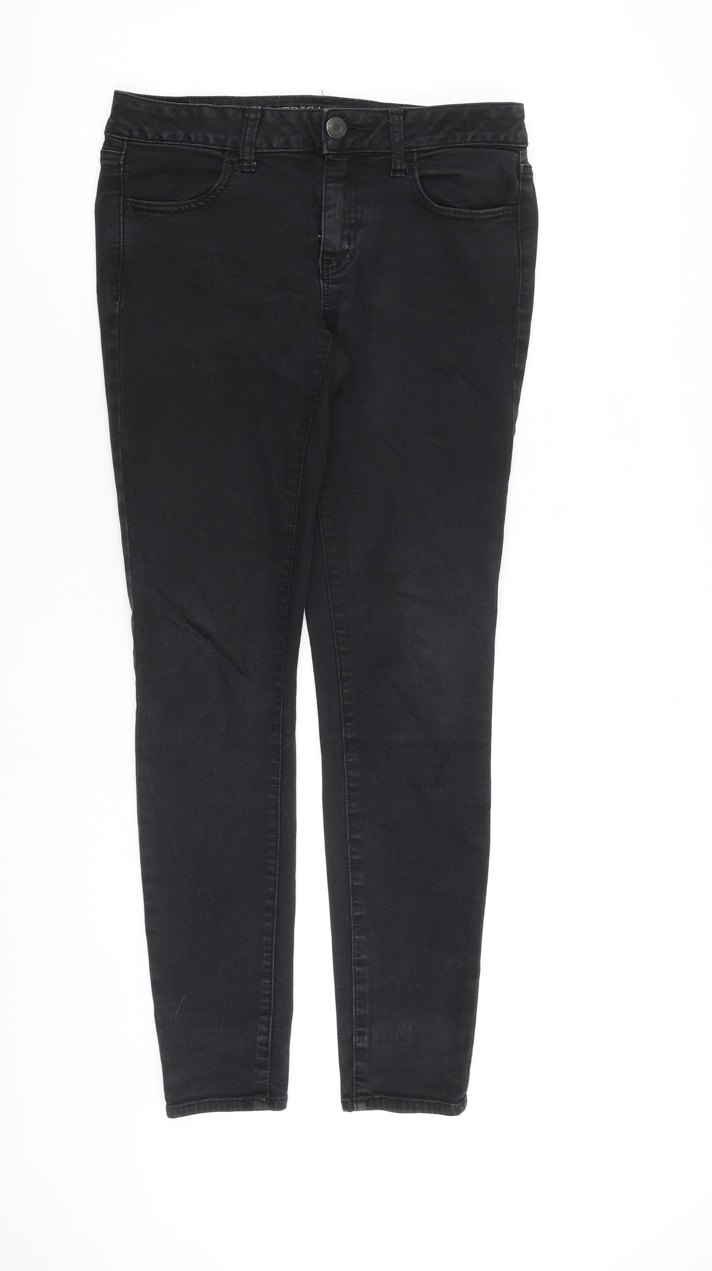 American Eagle Outfitters Womens Black Cotton Skinny Jeans Size 12 L30 in Slim Zip