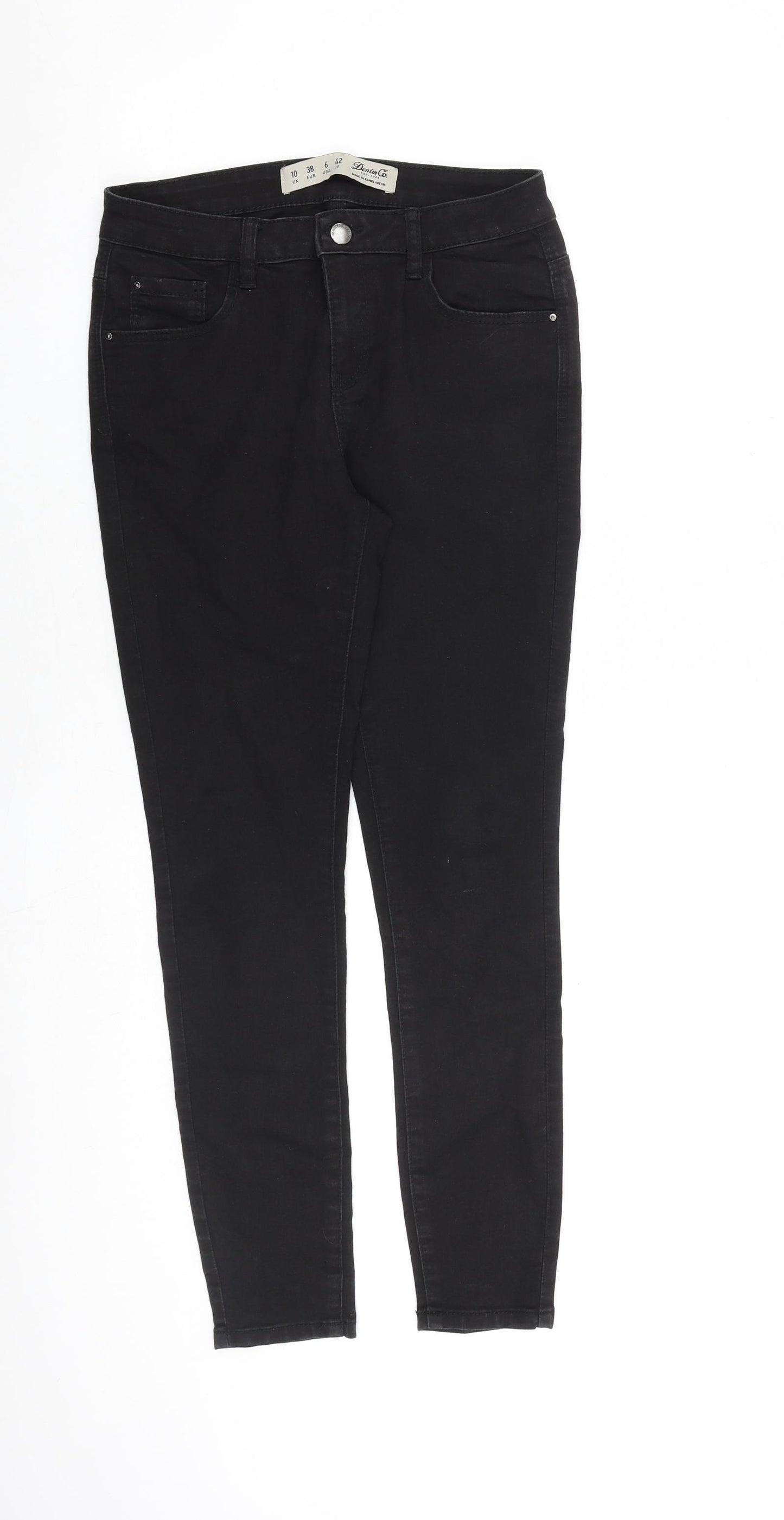 Denim & Co. Womens Black Cotton Skinny Jeans Size 10 L27 in Regular Zip