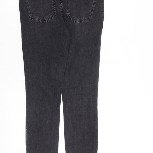 Zara Womens Grey Cotton Skinny Jeans Size 10 L28 in Regular Zip - Raw Hem