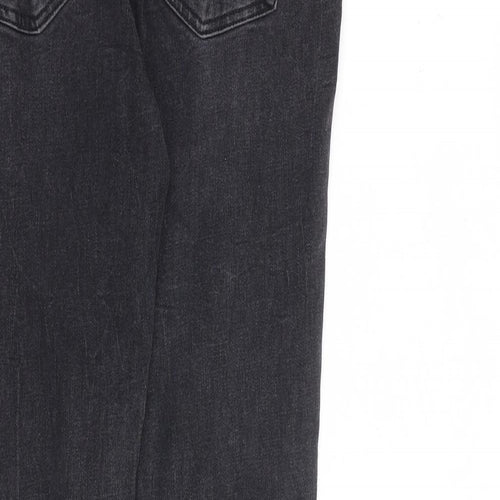 Zara Womens Grey Cotton Skinny Jeans Size 10 L28 in Regular Zip - Raw Hem