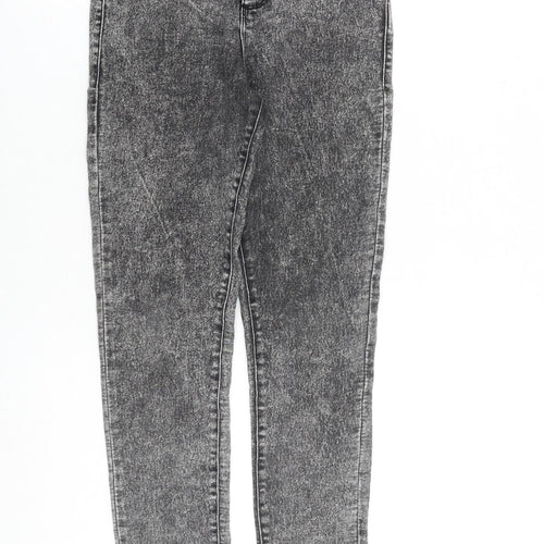 Denim & Co. Girls Grey Cotton Skinny Jeans Size 9-10 Years L23 in Regular Zip