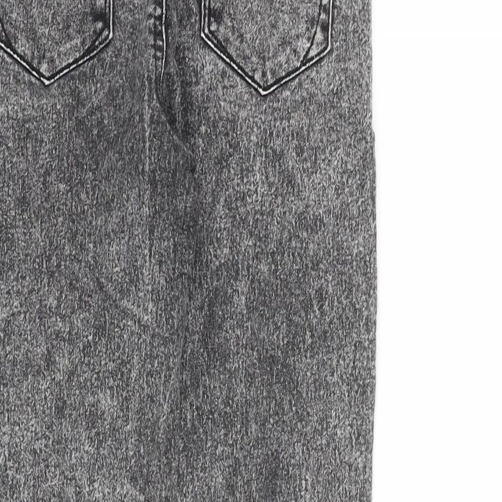 Denim & Co. Girls Grey Cotton Skinny Jeans Size 9-10 Years L23 in Regular Zip
