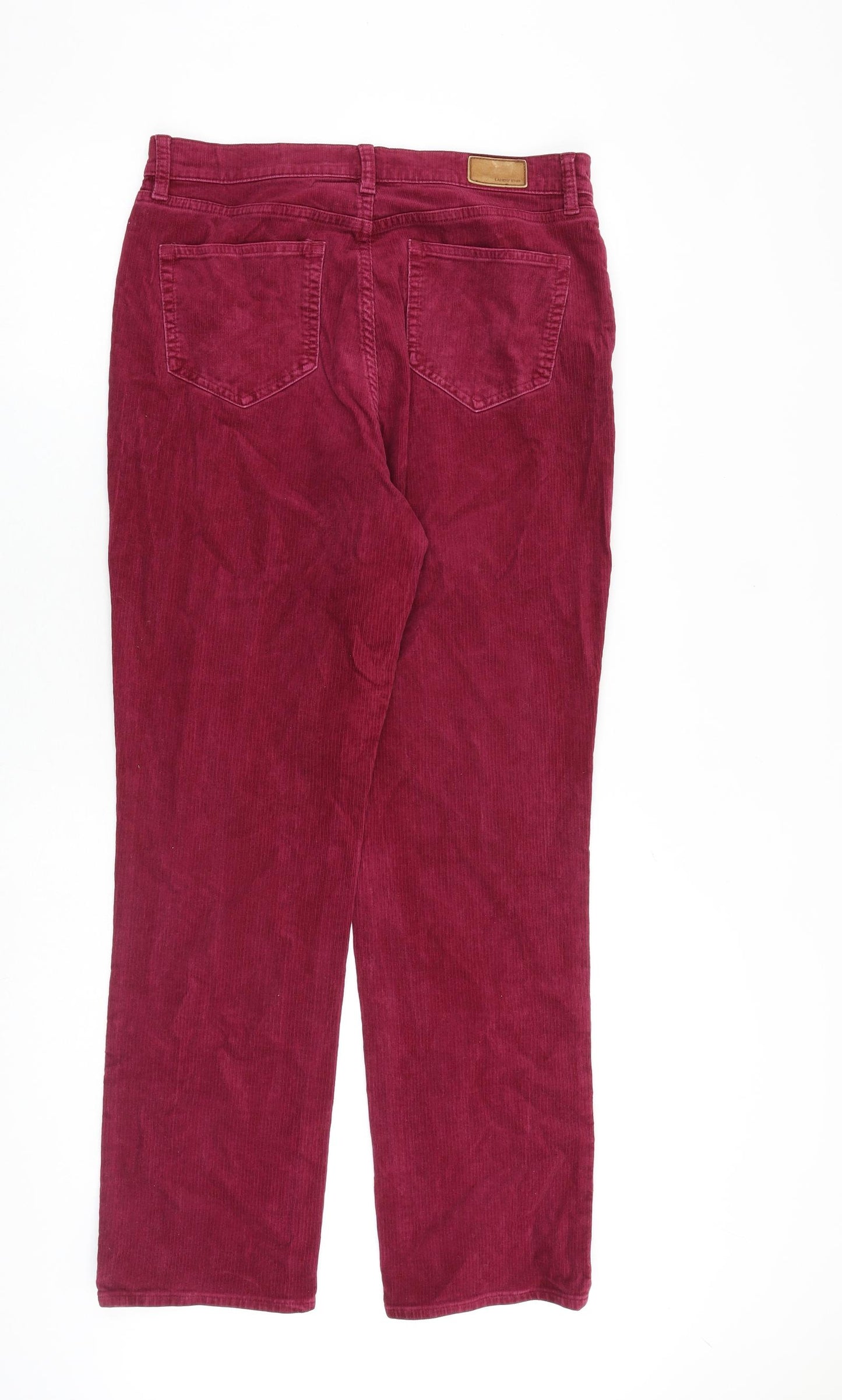 Lands' End Womens Red Cotton Trousers Size 14 L30 in Regular Zip