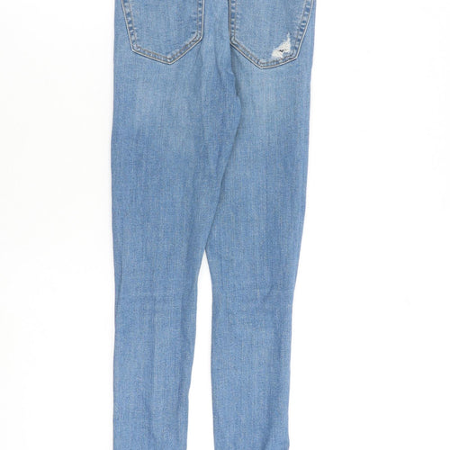 Topshop Womens Blue Cotton Skinny Jeans Size 24 in L32 in Regular Zip