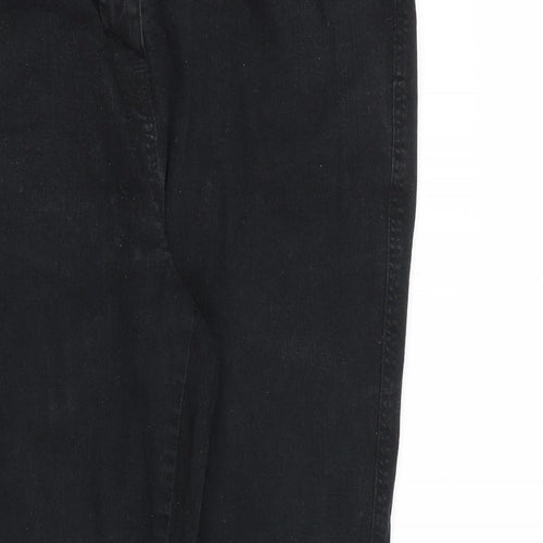 NEXT Womens Black Cotton Skinny Jeans Size 16 L30 in Relaxed Zip