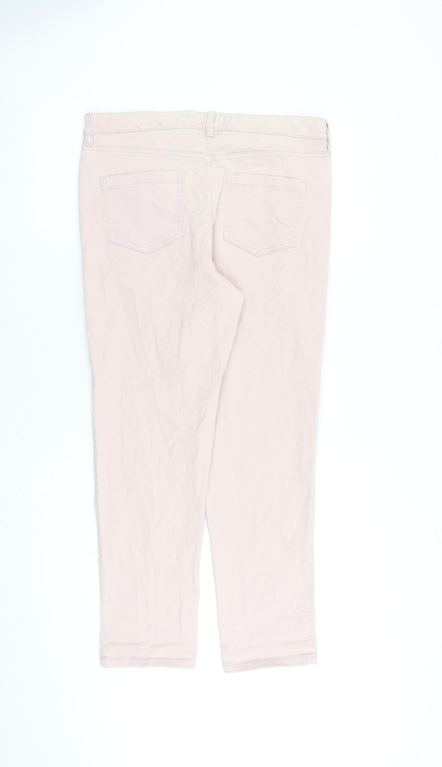 F&F Womens Pink Cotton Straight Jeans Size 12 L27 in Regular Zip