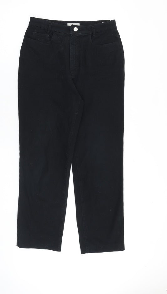 La Strada Womens Black Cotton Straight Jeans Size 10 L28 in Regular Zip
