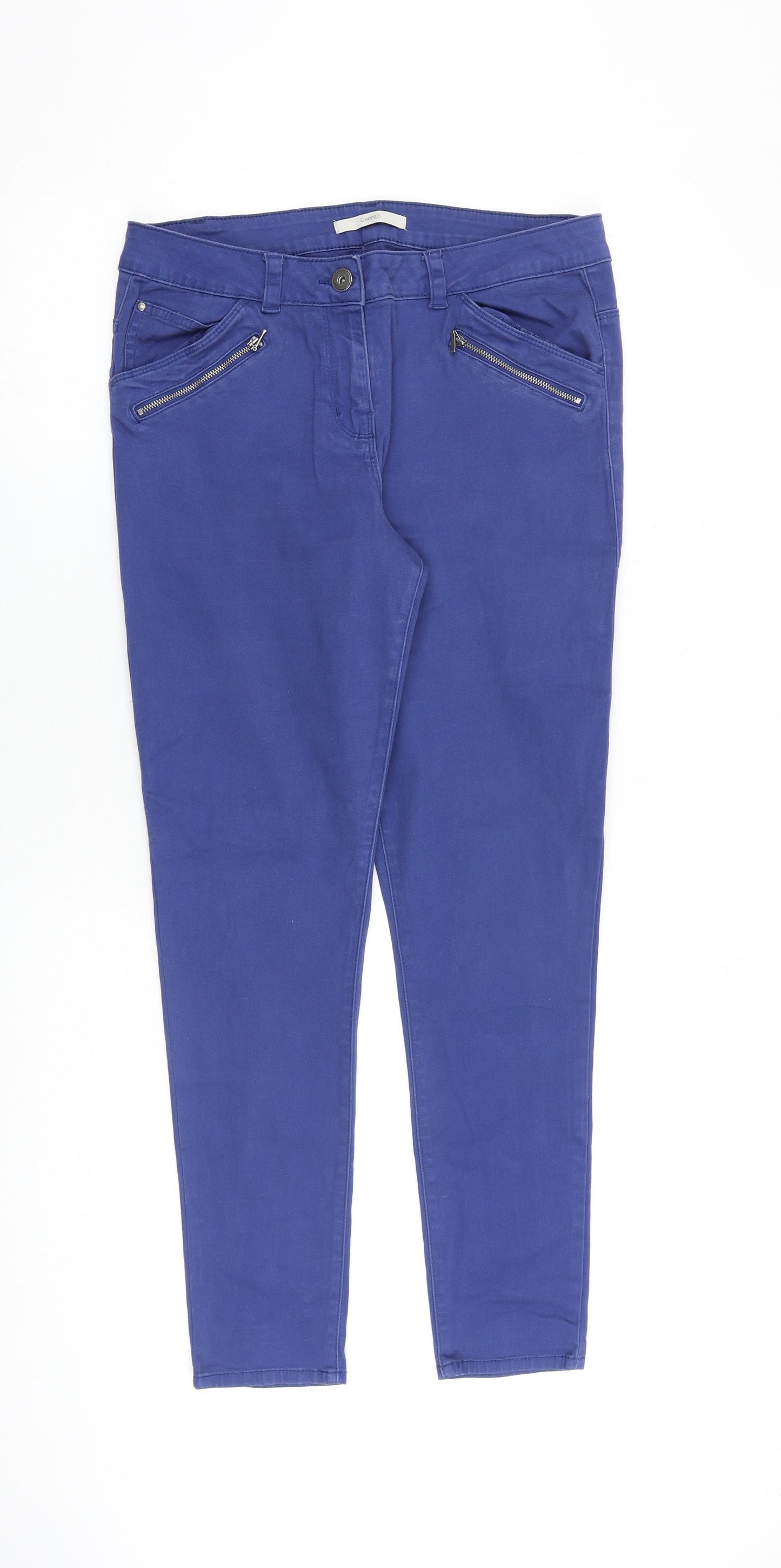 George Womens Blue Cotton Skinny Jeans Size 12 L29 in Slim Zip