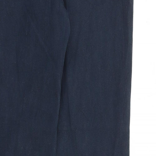 Zara Womens Blue Herringbone Cotton Skinny Jeans Size 12 L30 in Regular Zip