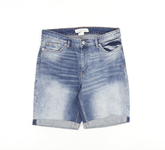 H&M Womens Blue Cotton Bermuda Shorts Size 10 L8 in Regular Zip