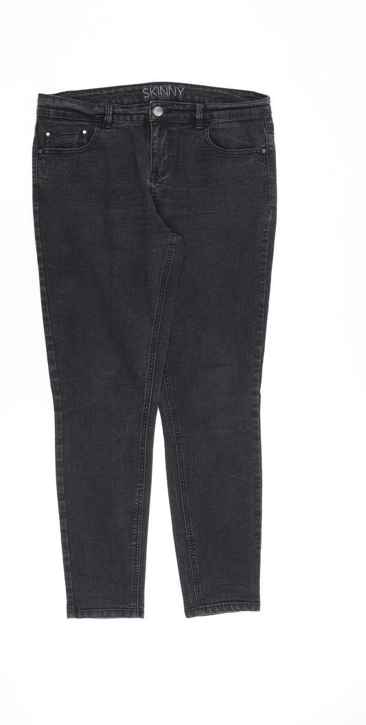 George Womens Grey Cotton Skinny Jeans Size 12 L28 in Slim Zip