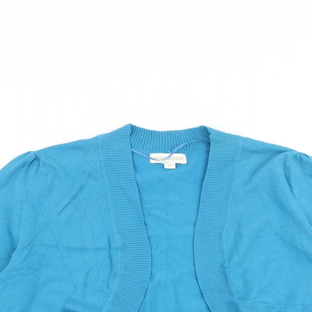 Monsoon Womens Blue V-Neck Cotton Cardigan Jumper Size M