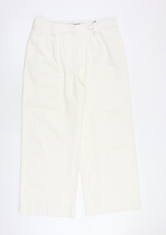 Marks and Spencer Womens Ivory Cotton Trousers Size 16 L28 in Regular Zip
