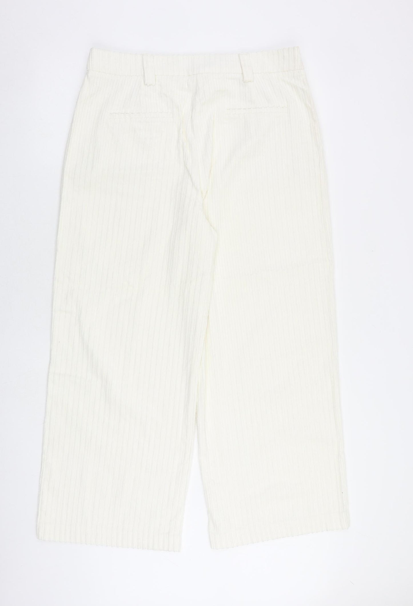 Marks and Spencer Womens Ivory Cotton Trousers Size 16 L28 in Regular Zip