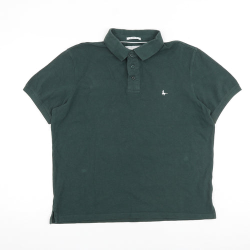 Jack Wills Mens Green 100% Cotton Polo Size M Collared Button