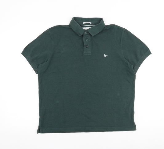 Jack Wills Mens Green 100% Cotton Polo Size M Collared Button