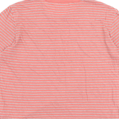 AllSaints Mens Red Striped Cotton T-Shirt Size S Round Neck